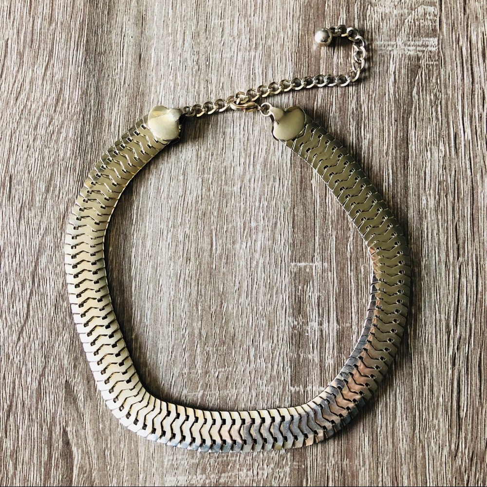 Champagne Gold Scale Chain Chunky Statement Necklace Women's Fashion Jewelry